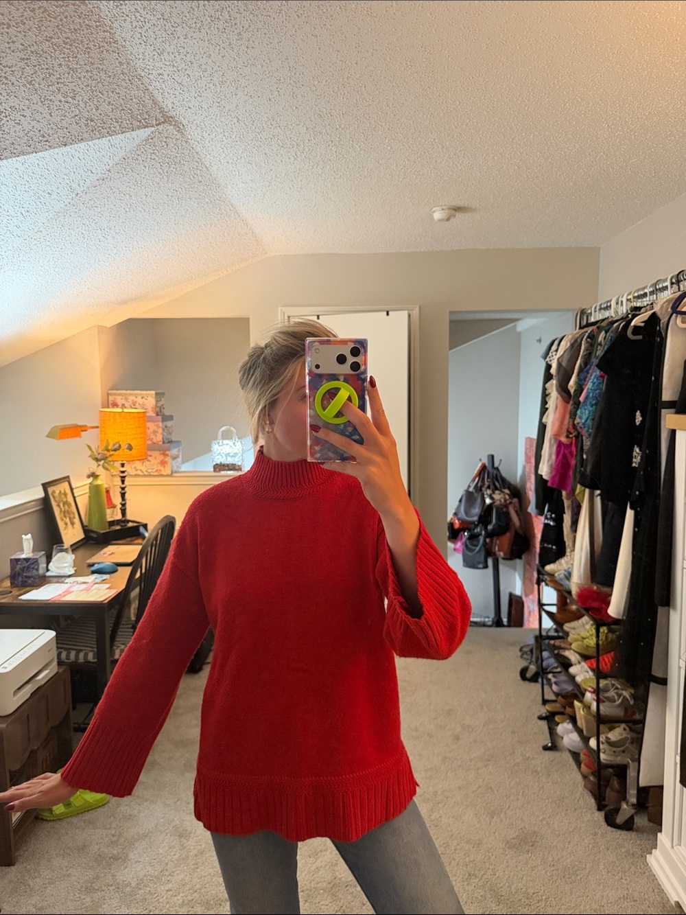 Tahari Red Mock Neck Sweater
